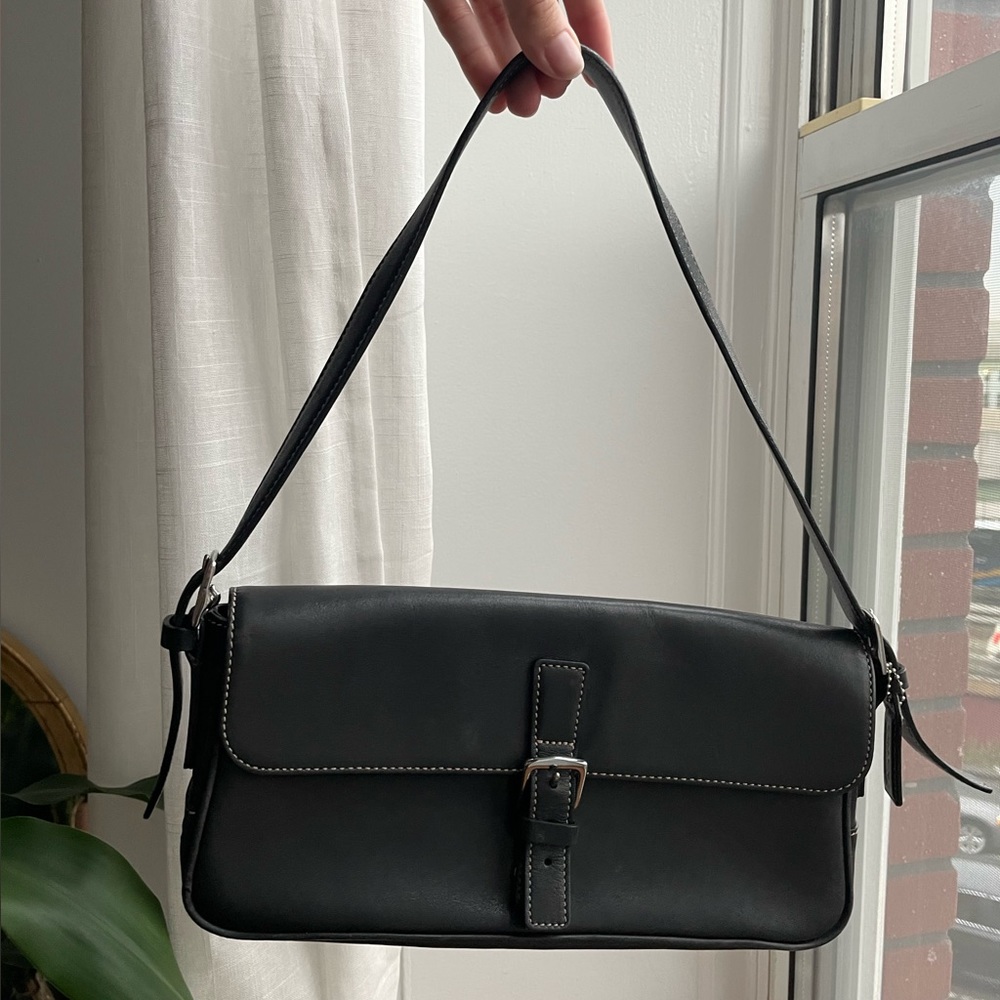 Black Vintage Coach Baguette Shoulder Bag
